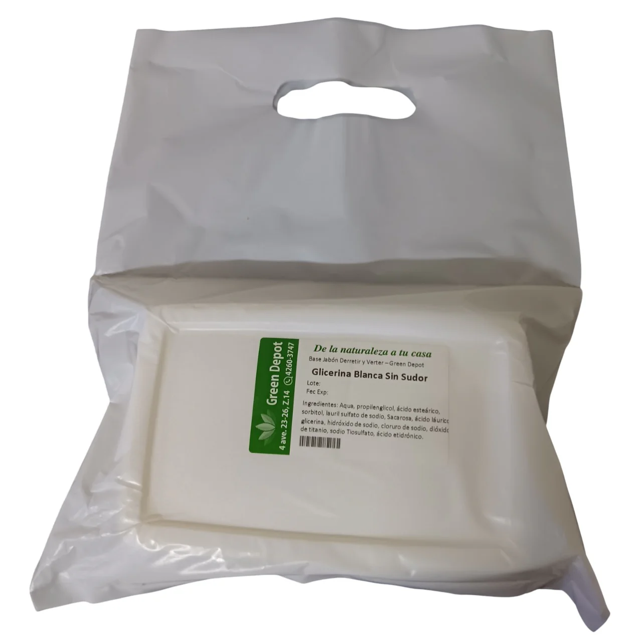 Base Jabon Glicerina Blanca Sin Sudor - Green Depot - Image 3