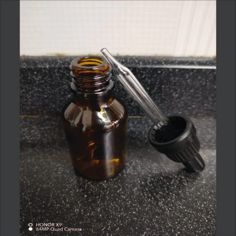 Gotero Vidrio Amber c/pipeta vidrio T/negra - 15ml