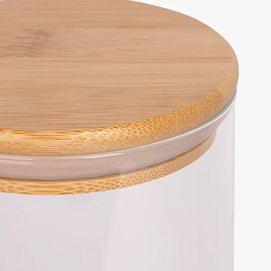 Vaso Vidrio - Clear c/Tapa Madera 8cmx10cm - 500ml - Image 4