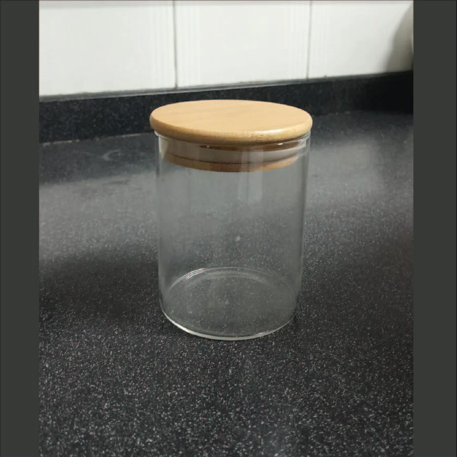 Vaso Vidrio - Clear c/Tapa Madera 8cmx10cm - 500ml - Image 7