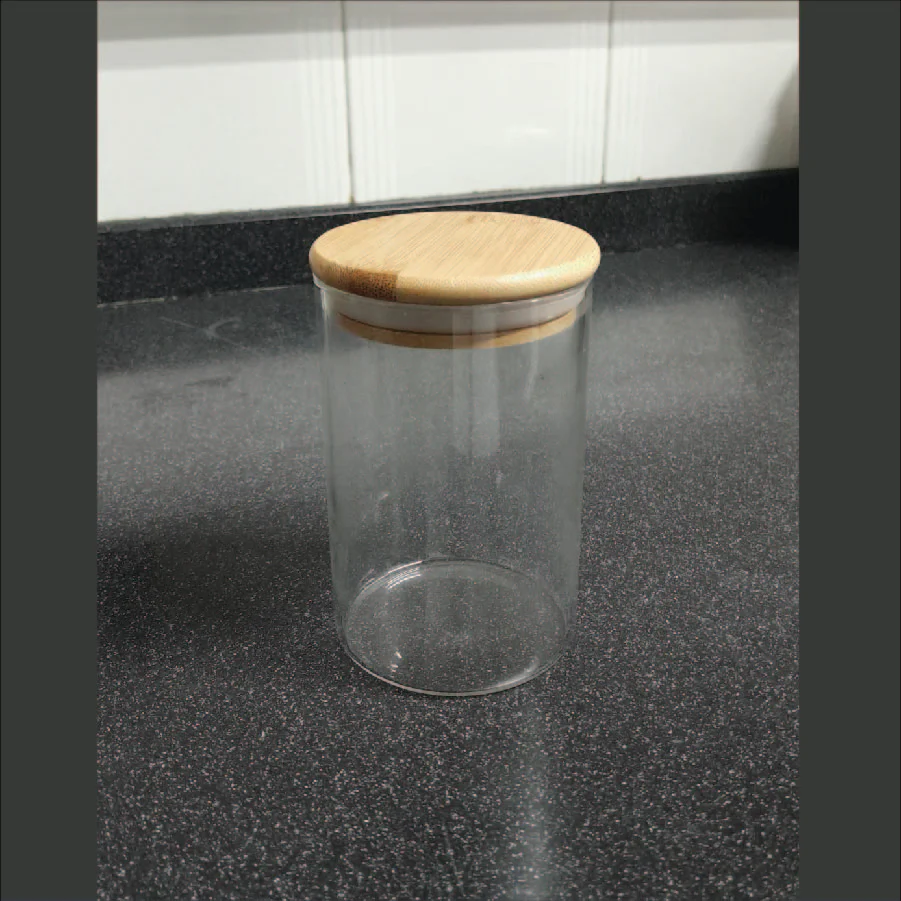 Vaso Vidrio - Clear c/Tapa Madera 8cmx12cm - 600ml - Image 5
