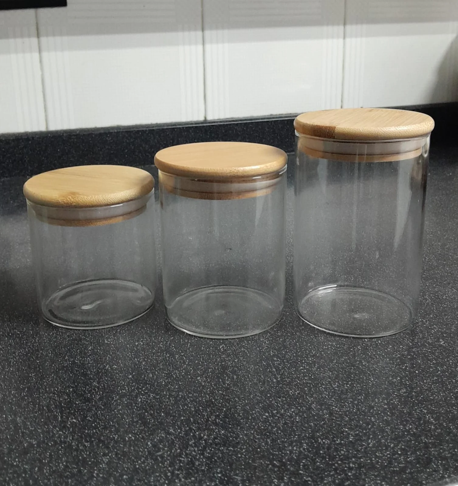 Vaso Vidrio - Clear c/Tapa Madera 8cmx12cm - 600ml - Image 6