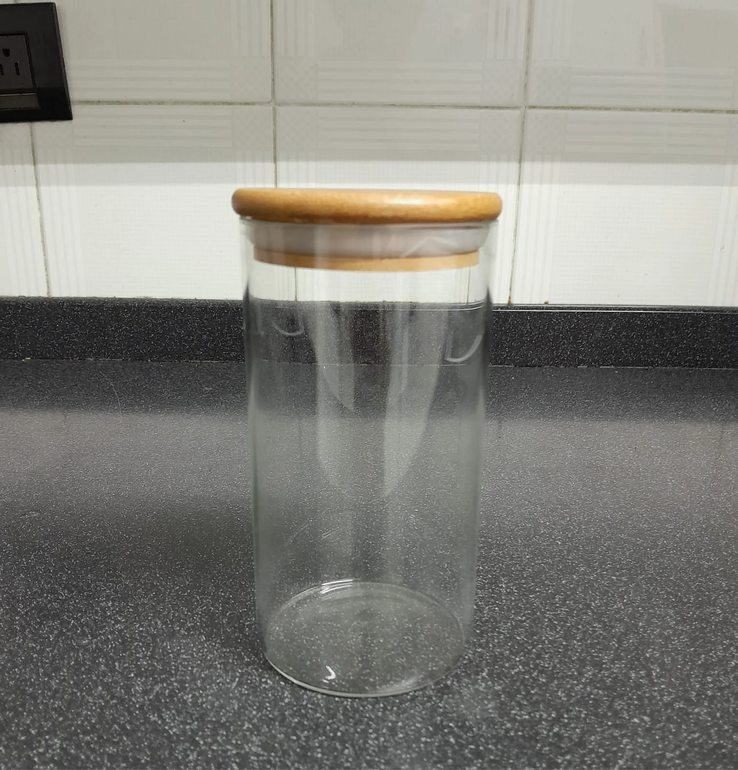 Vaso Vidrio - Clear c/Tapa Madera 8x15cm - Image 5
